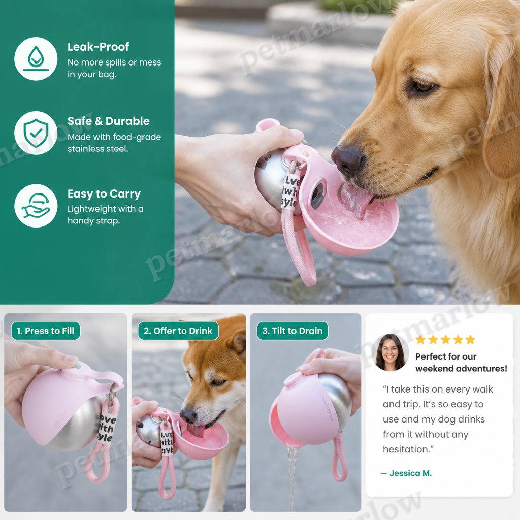 2-in-1 Travel Water Bottle for Dogs – Leak-Proof Stainless Steel Bottle with Silicone Bowl – view 4
