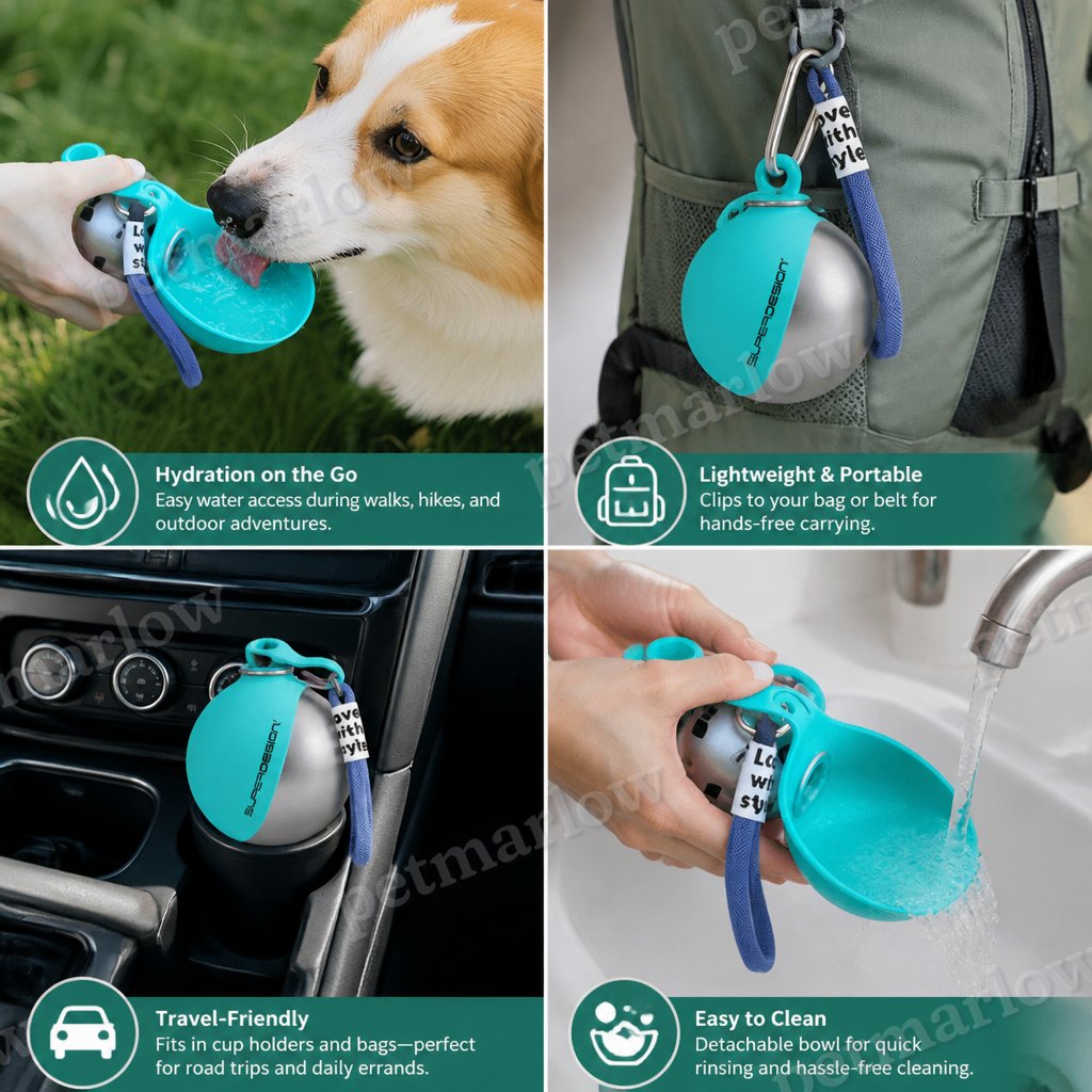 2-in-1 Travel Water Bottle for Dogs – Leak-Proof Stainless Steel Bottle with Silicone Bowl – view 5