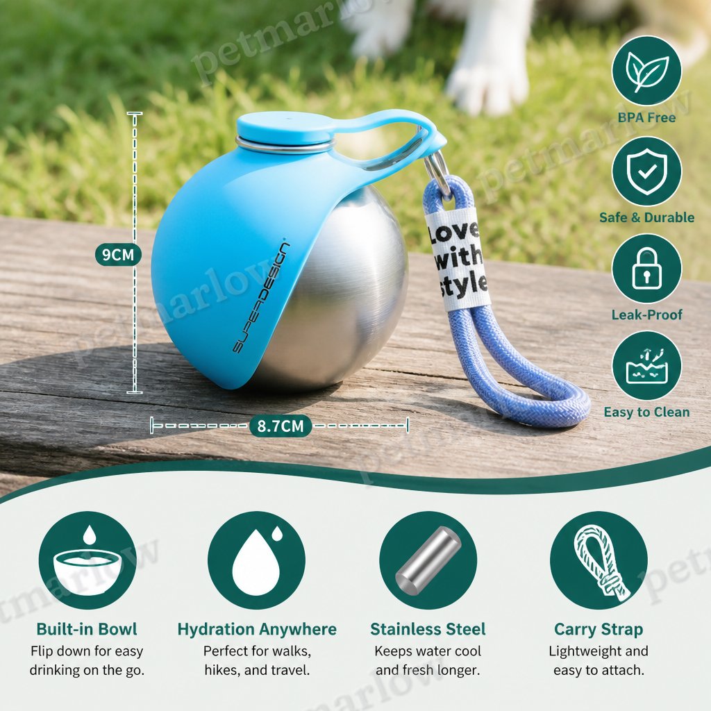 2-in-1 Travel Water Bottle for Dogs – Leak-Proof Stainless Steel Bottle with Silicone Bowl – view 6