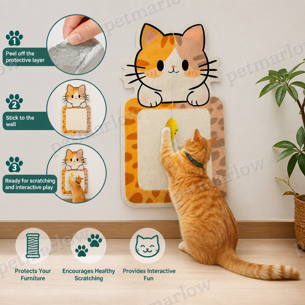 2-in-1 Wall-Mounted Cat Scratcher & Interactive Play Toy – view 3