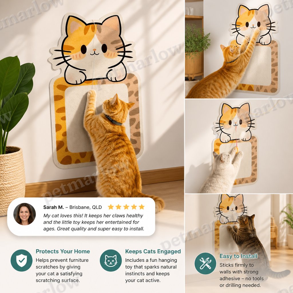2-in-1 Wall-Mounted Cat Scratcher & Interactive Play Toy – view 4