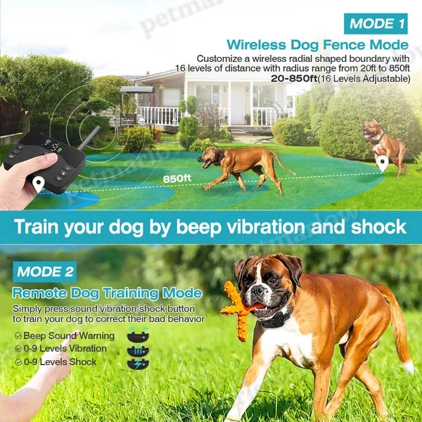 2 In 1 Wireless Electric Dog Fence and Training Collar – view 3