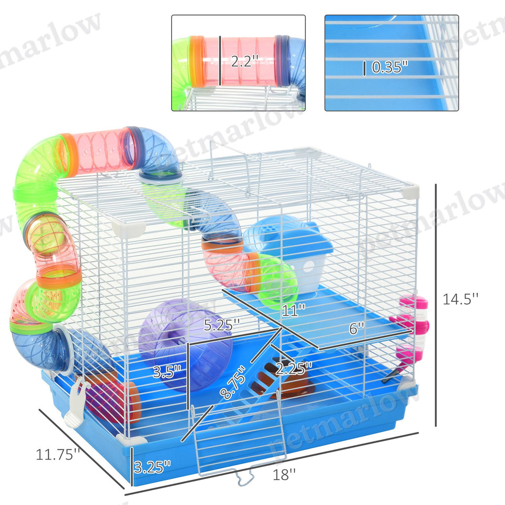 2-Level Hamster Cage with Exercise Wheel and Play Tubes – view 4