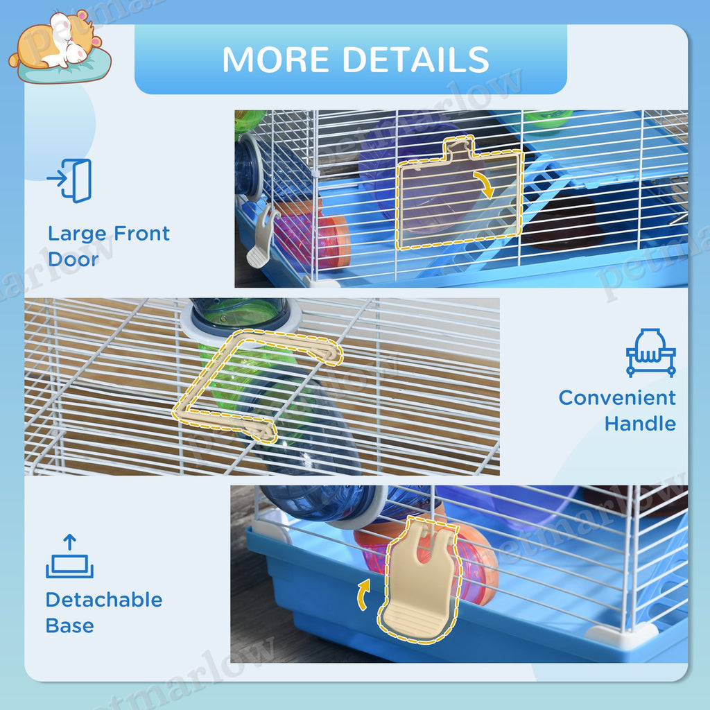 2-Level Hamster Cage with Exercise Wheel and Play Tubes – view 5