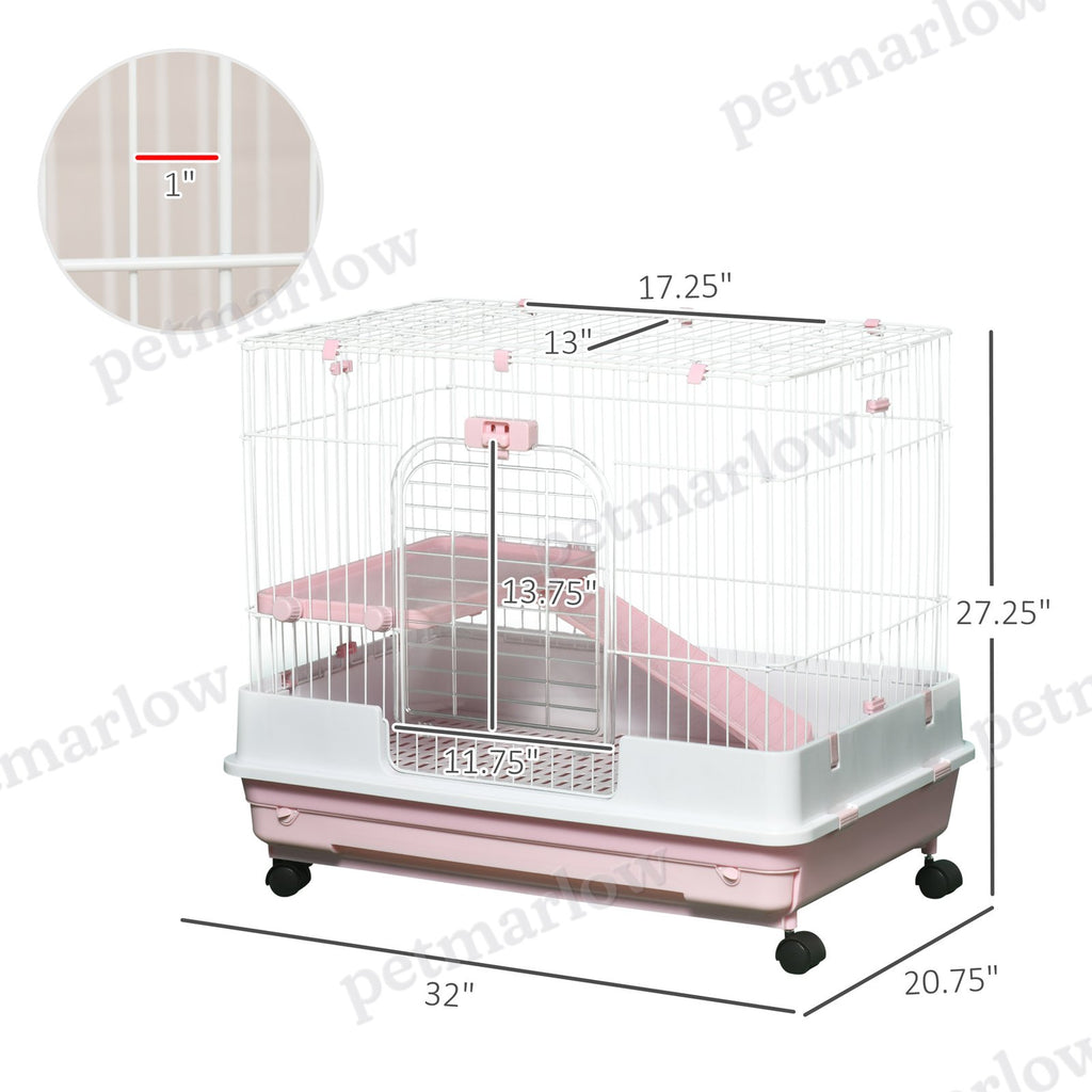 2-Level Small Animal Cage with Wheels for Rabbits and Ferrets – view 3