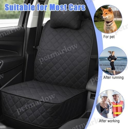 2 Pack Dog Car Seat Cover, Waterproof 600D Oxford Pet Car Front Seat Protector with Side Flaps – view 5