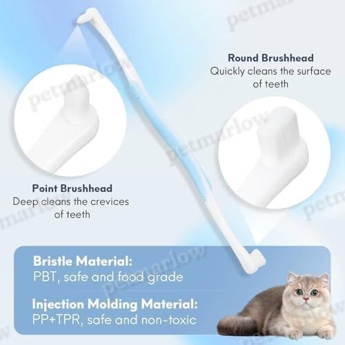 2 Pcs Dual-Sided Cat Toothbrush with Micro Brush Head – view 2