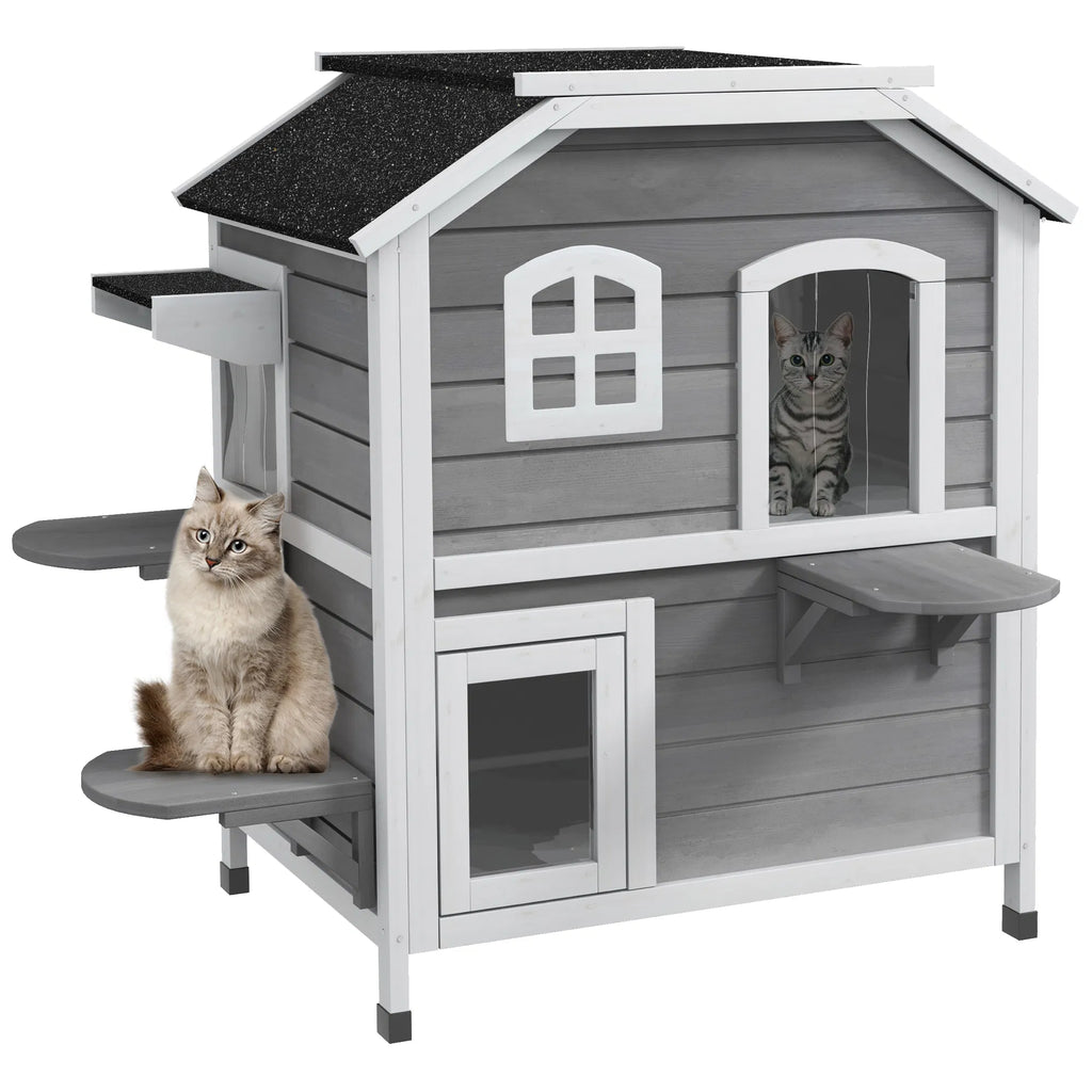 2-Storey Outdoor Cat House, Wooden Catio