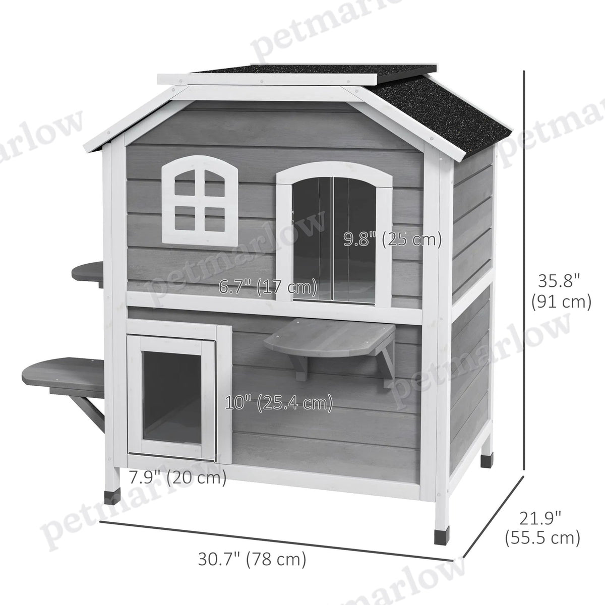 2-Storey Outdoor Cat House, Wooden Catio – view 4