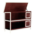 2-Story Elevated Wooden Rabbit Hutch with Enclosed Run – Reddish Brown / 1455x555x210 mm