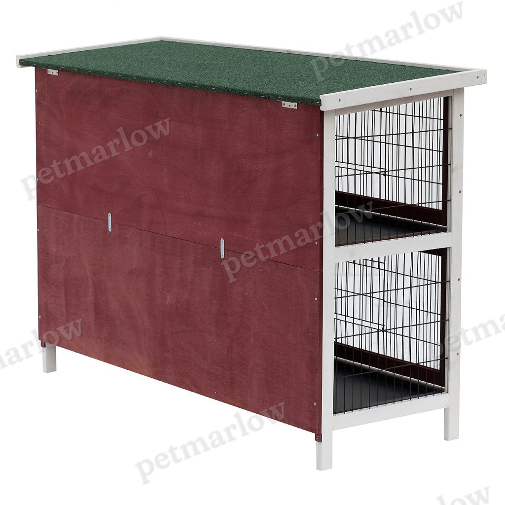 2-Story Elevated Wooden Rabbit Hutch with Enclosed Run – view 5