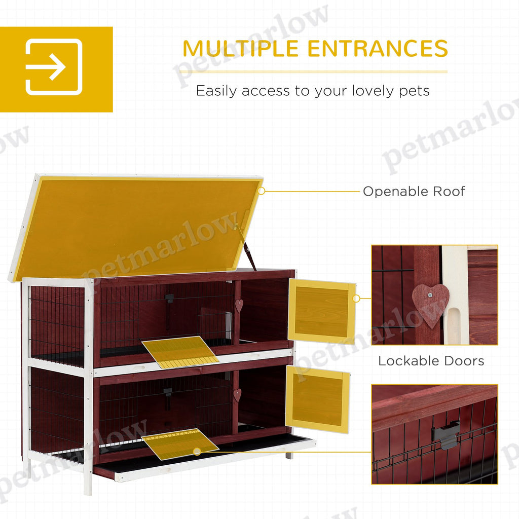 2-Story Elevated Wooden Rabbit Hutch with Enclosed Run – view 6