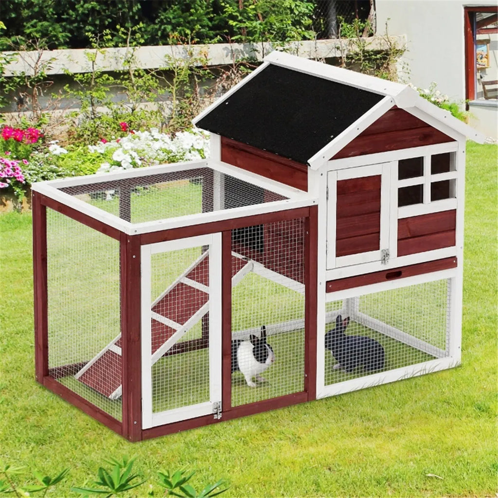 2-Story Rabbit Hutch for Indoor and Outdoor Use