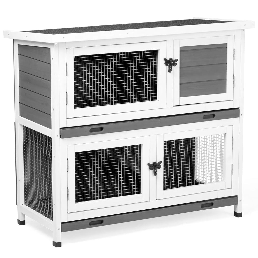 2 Story Solid Wood Rabbit Hutch for Small Animals