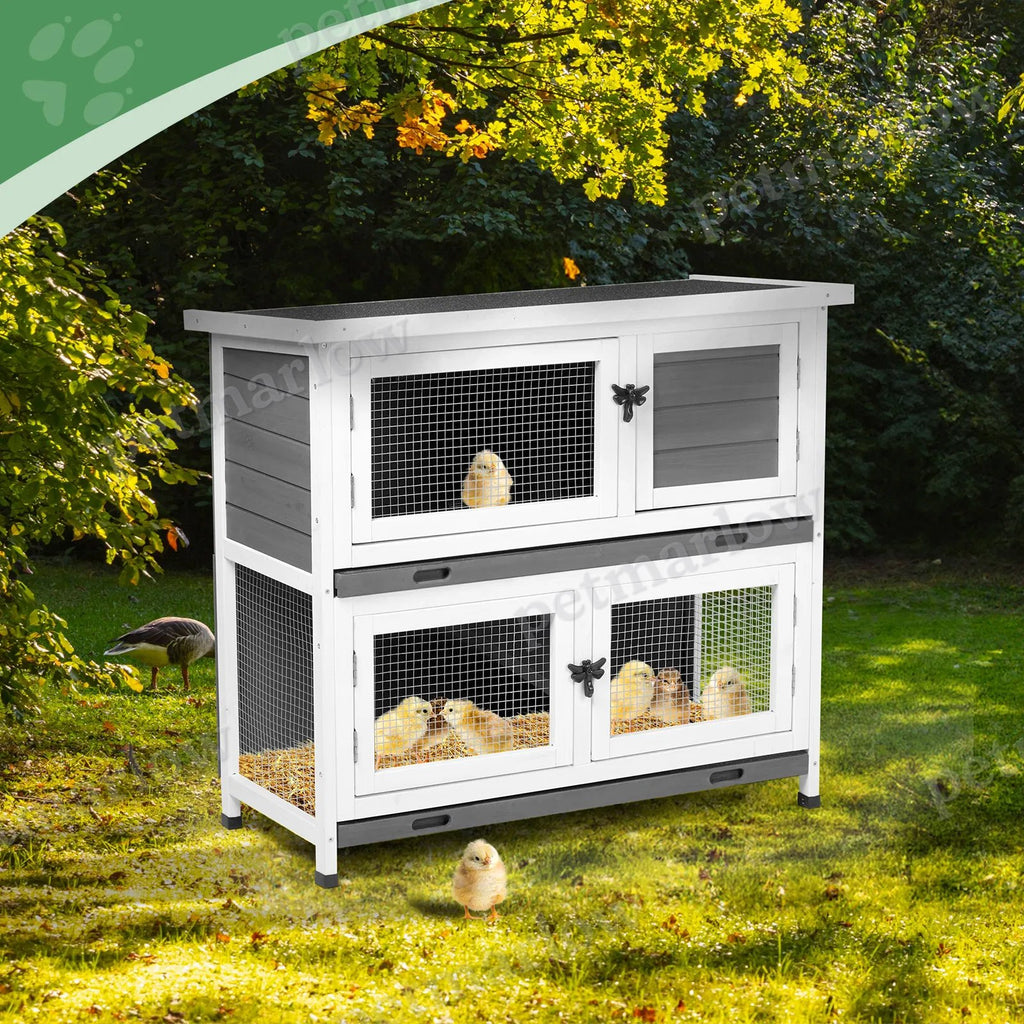 2 Story Solid Wood Rabbit Hutch for Small Animals – view 4
