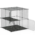 2-Tier Cat Cage Playpen With Climbing Ladder – Black