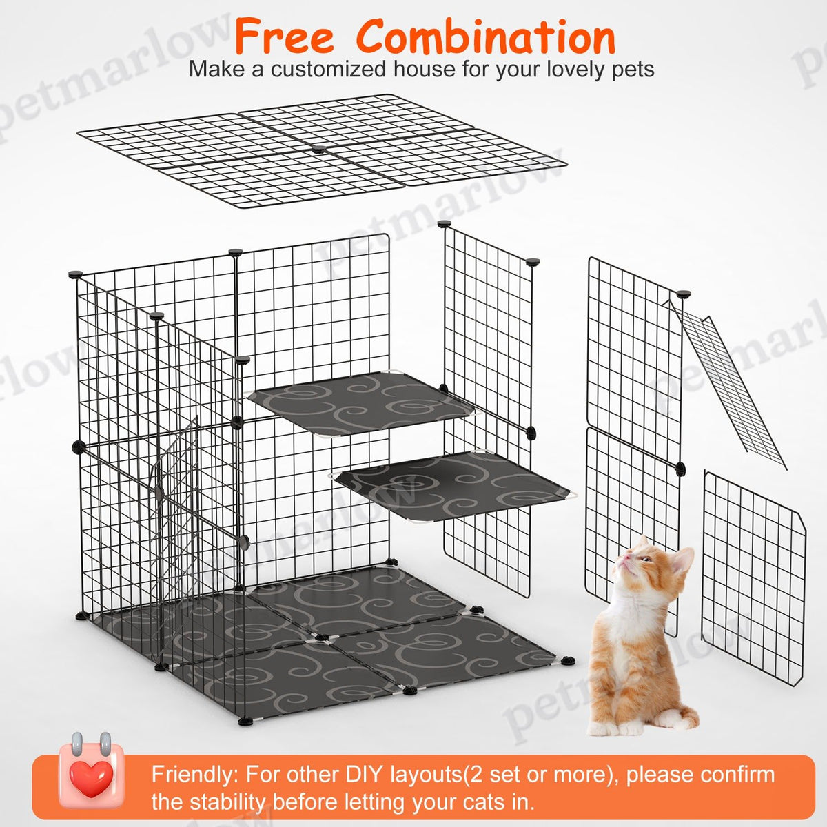 2-Tier Cat Cage Playpen With Climbing Ladder – view 6