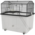 2-Tier Hamster Cage with Deep Base and Accessories – Black / 590x440x385 mm