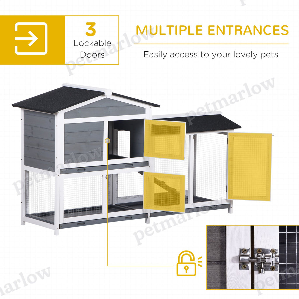 2-Tier Indoor Rabbit Enclosure with Ramp and Run – view 4