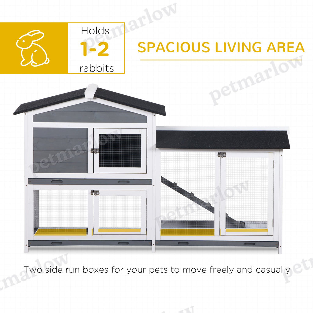 2-Tier Indoor Rabbit Enclosure with Ramp and Run – view 6