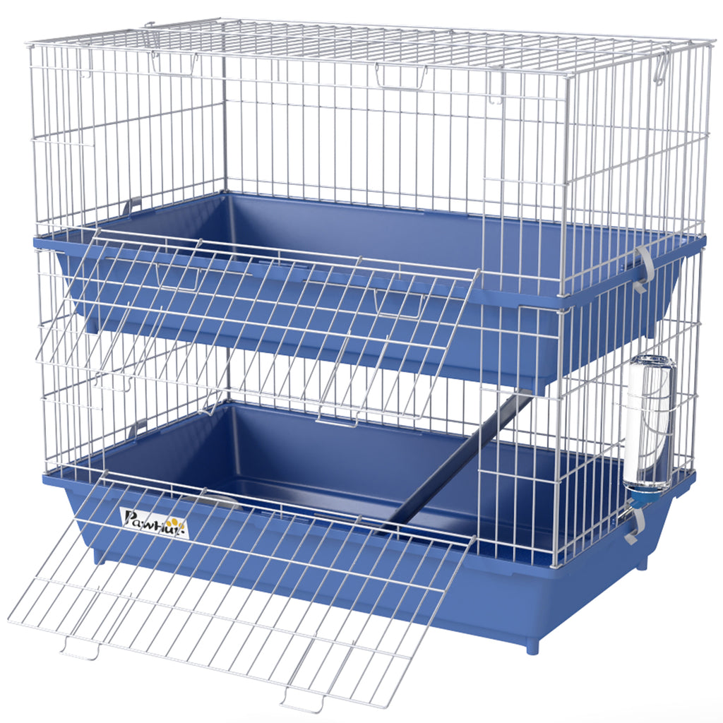 2-Tier Small Animal Cage for Guinea Pigs and Ferrets – Blue / 750x470x220 mm