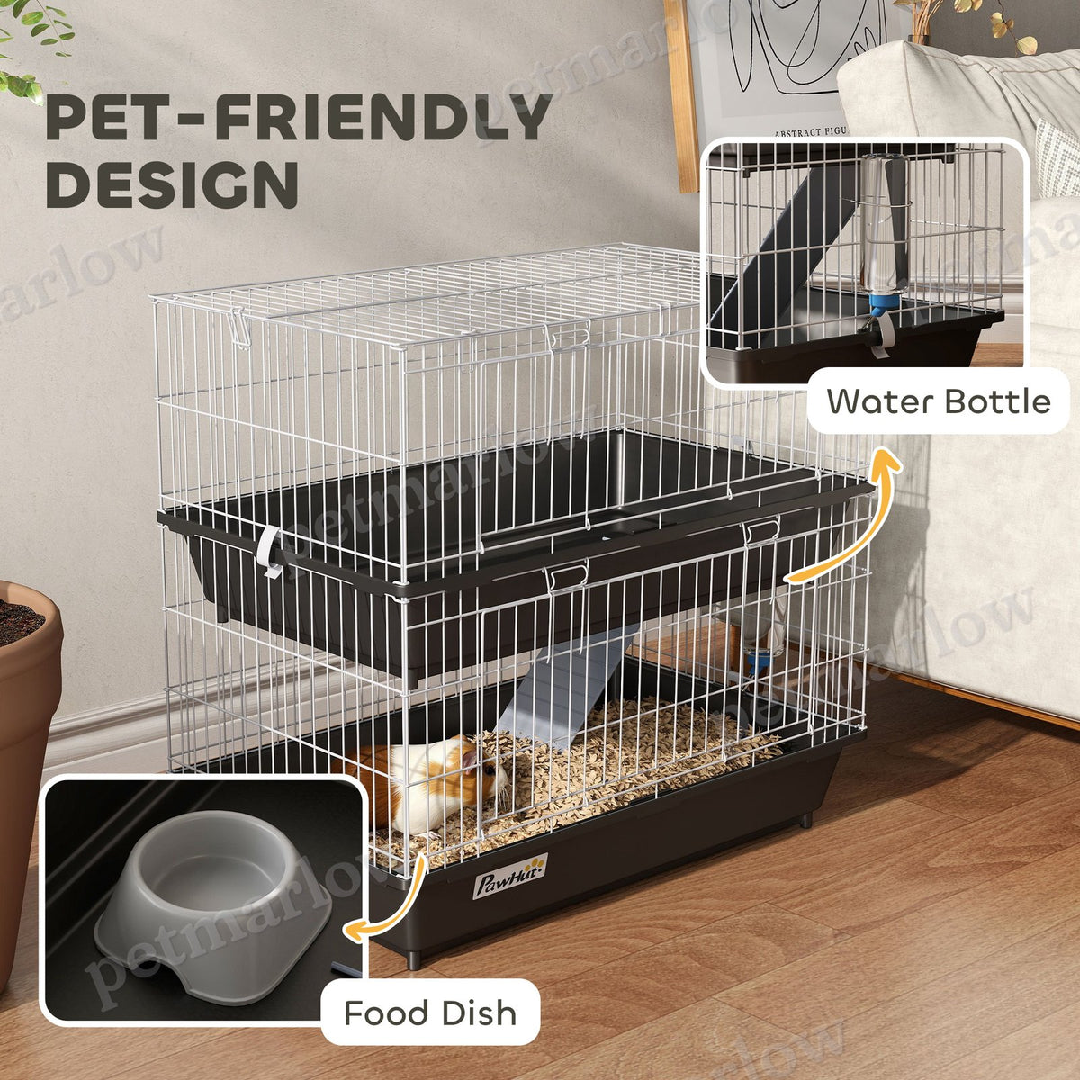 2-Tier Small Animal Cage with Easy Access for Rabbits and Chinchillas – view 5