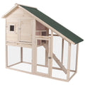 2-Tier Wooden Rabbit Hutch for Small Animals – Natural Wood Color / 1285x650x180 mm