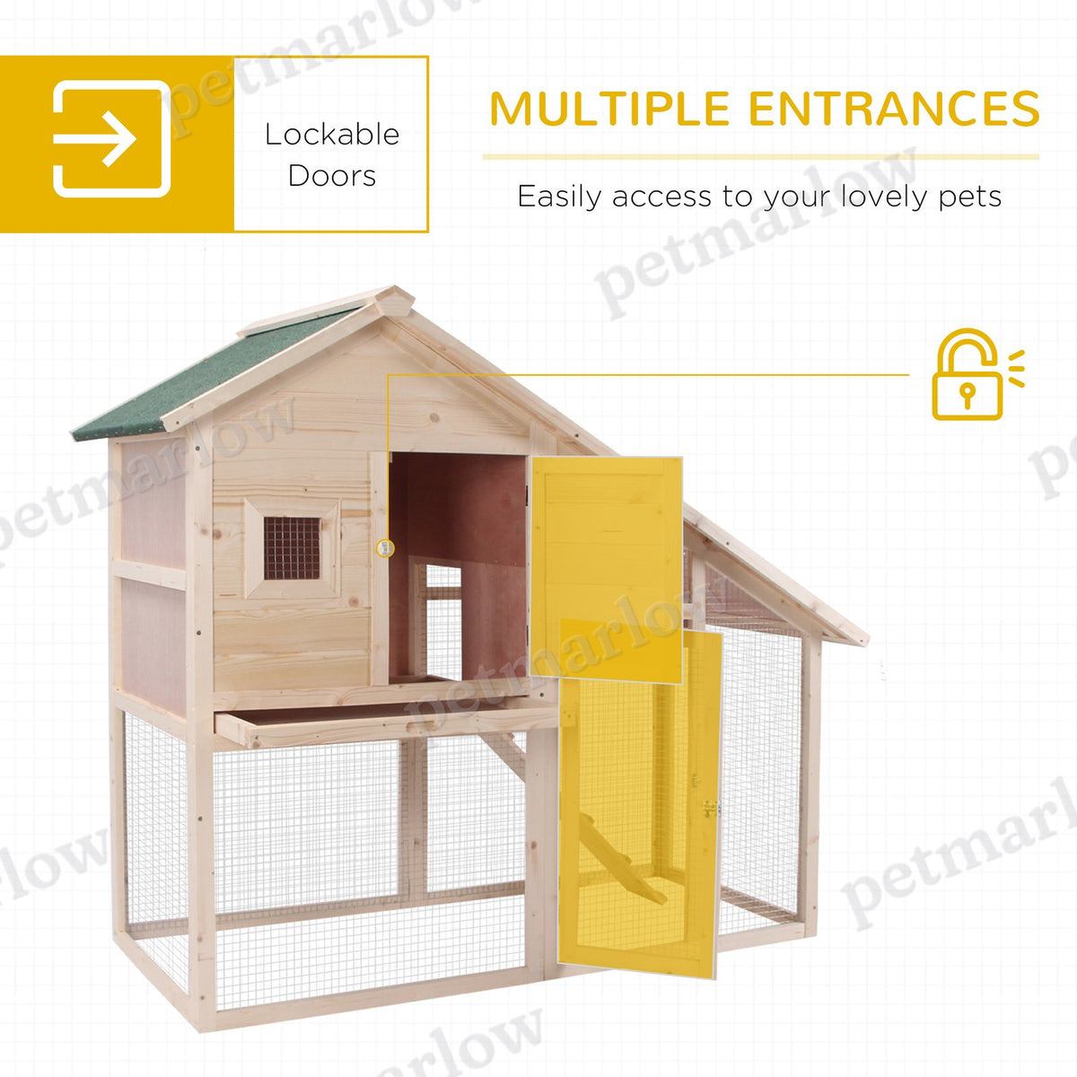 2-Tier Wooden Rabbit Hutch for Small Animals – view 3