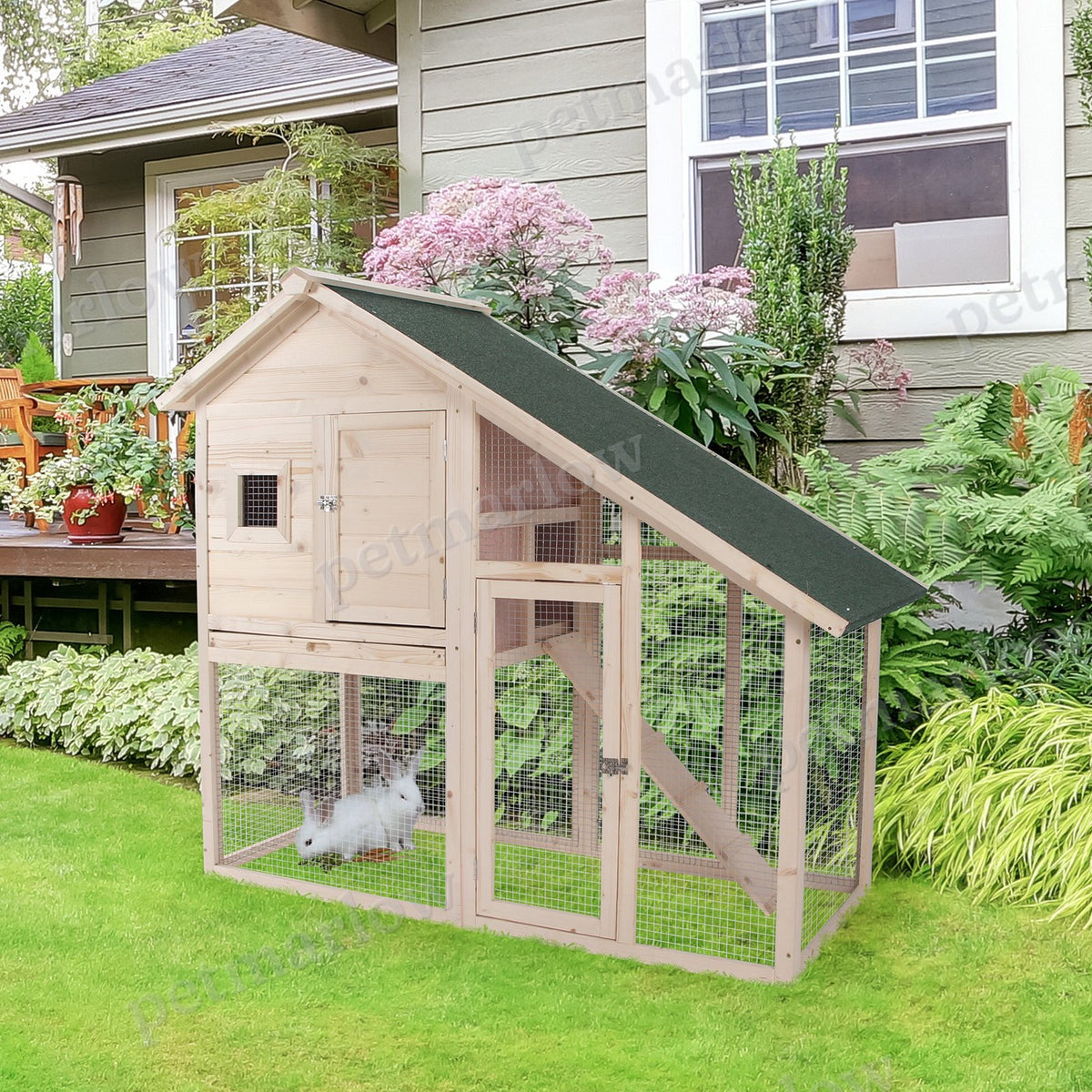 2-Tier Wooden Rabbit Hutch for Small Animals – view 4