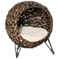 Weaved Cat Bed with Cushion for Comfort and Play – Brown / 540x460x590 mm