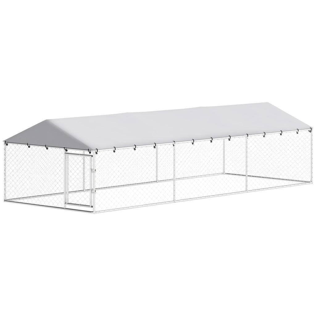 Outdoor Dog Kennel for Large Dogs – Silver / 1860x415x160 mm