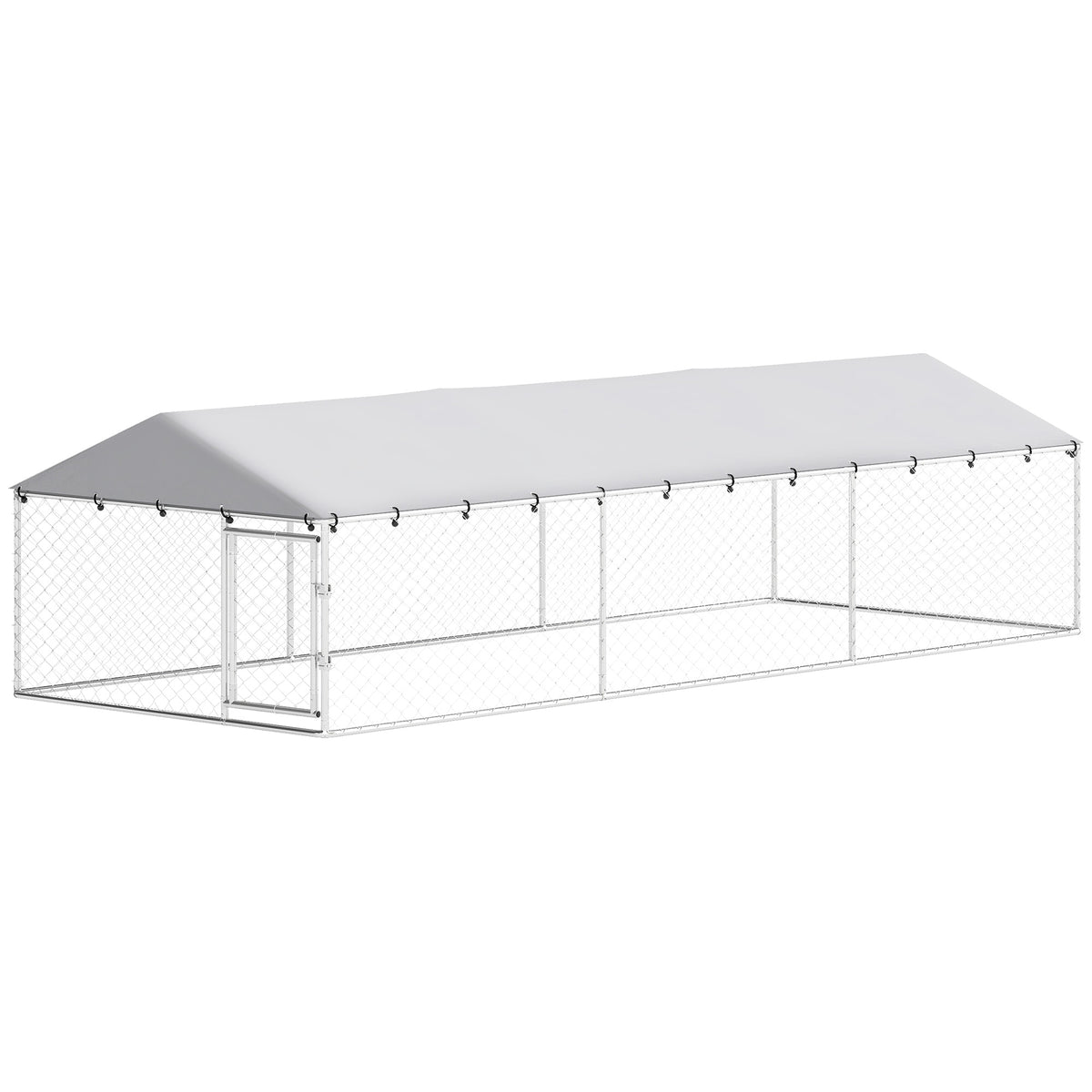 Outdoor Dog Kennel for Large Dogs – Silver / 1860x415x160 mm