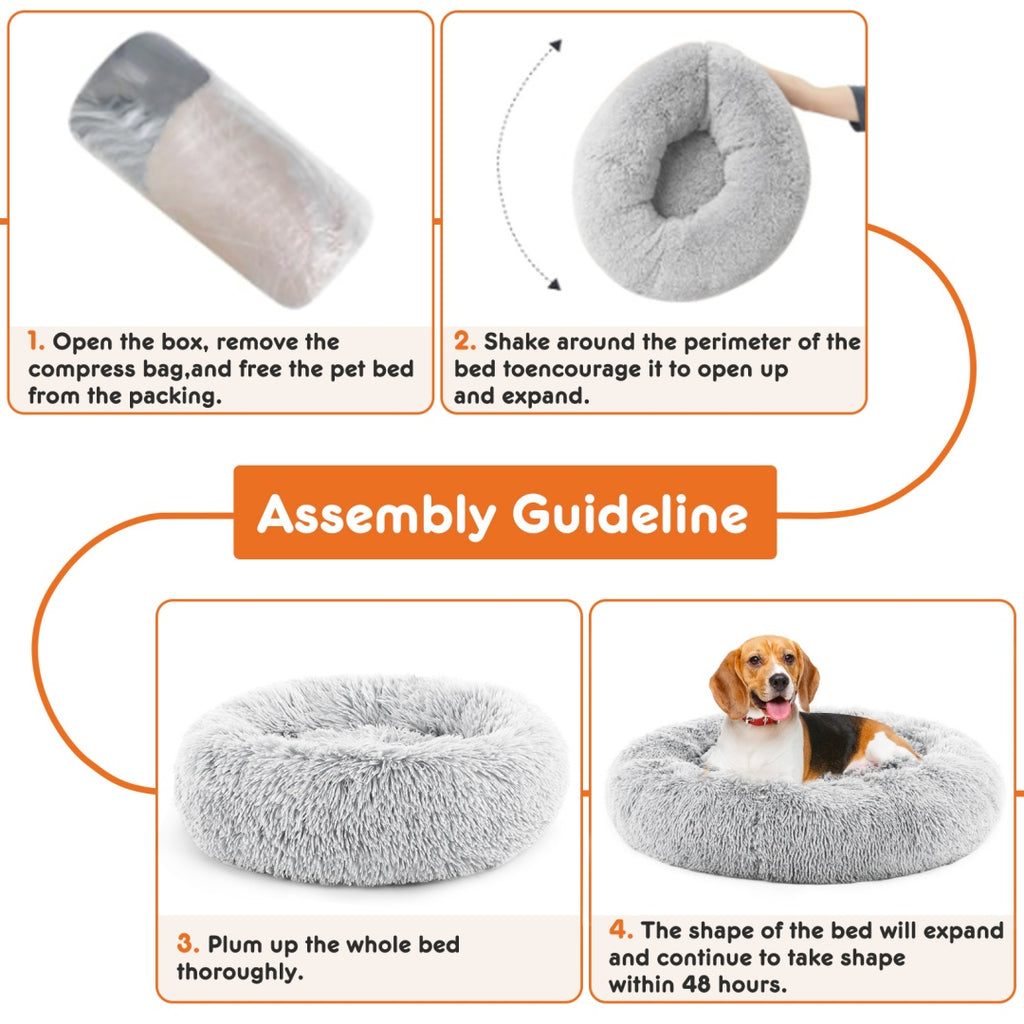 Round Faux Fur Donut Pet Bed