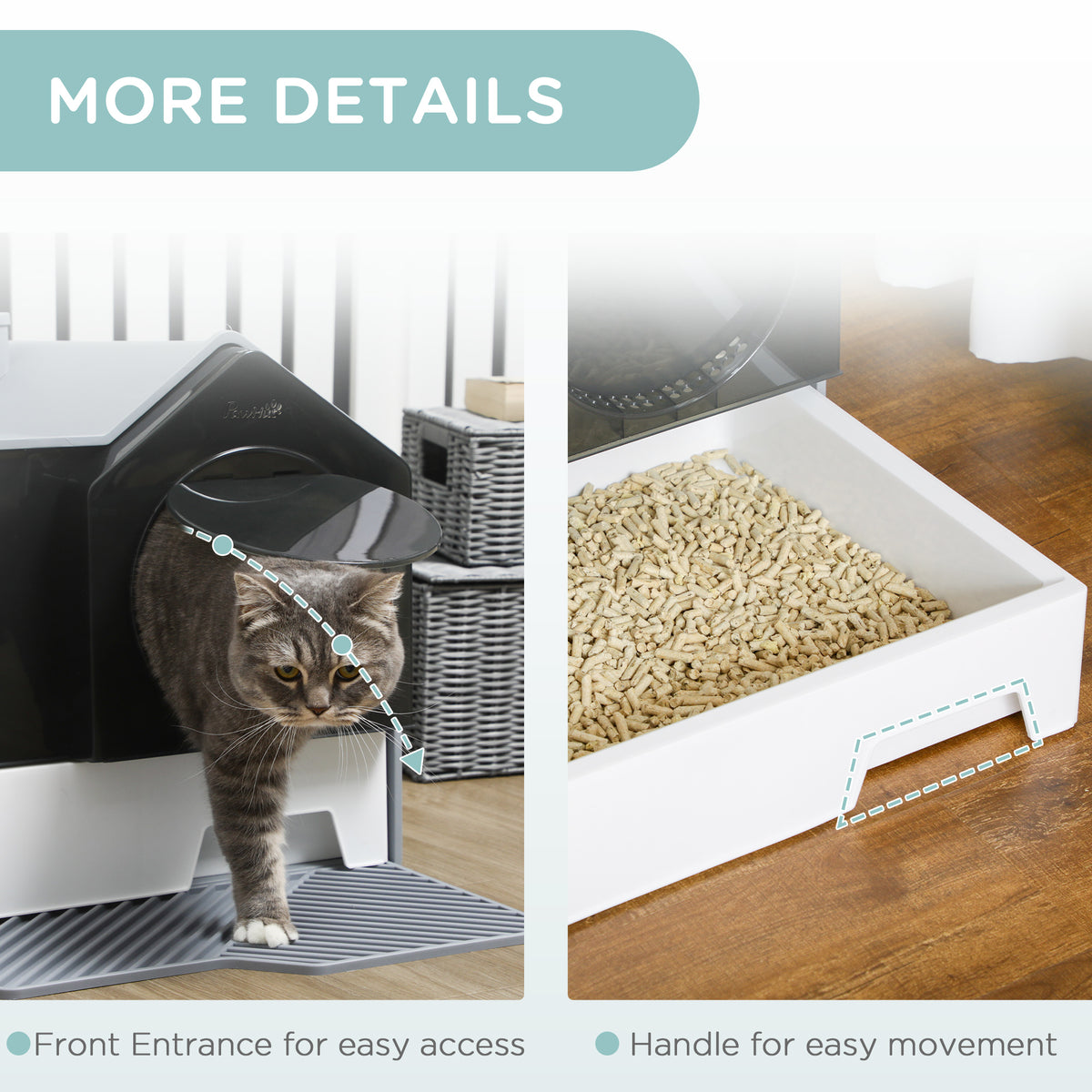 Hooded Cat Litter Box with Easy Clean Drawer – view 9