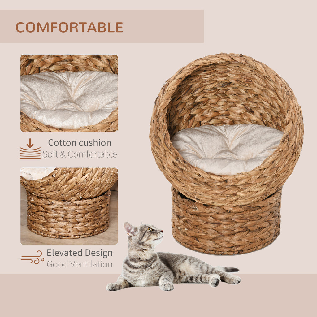 Handwoven Elevated Cat Bed with Soft Cushion – view 8