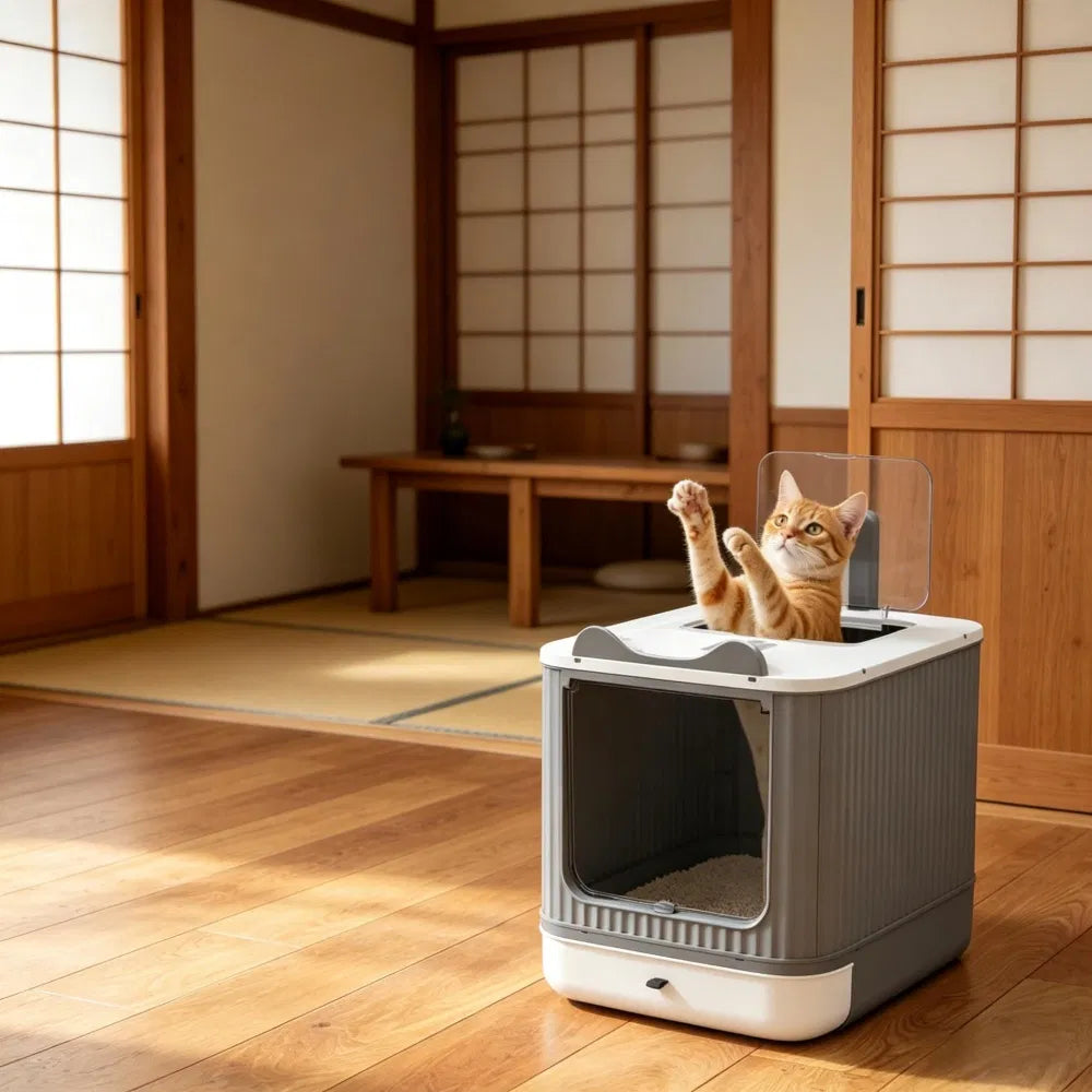 Cat Litter Box with Adjustable Front for Easy Access – view 7
