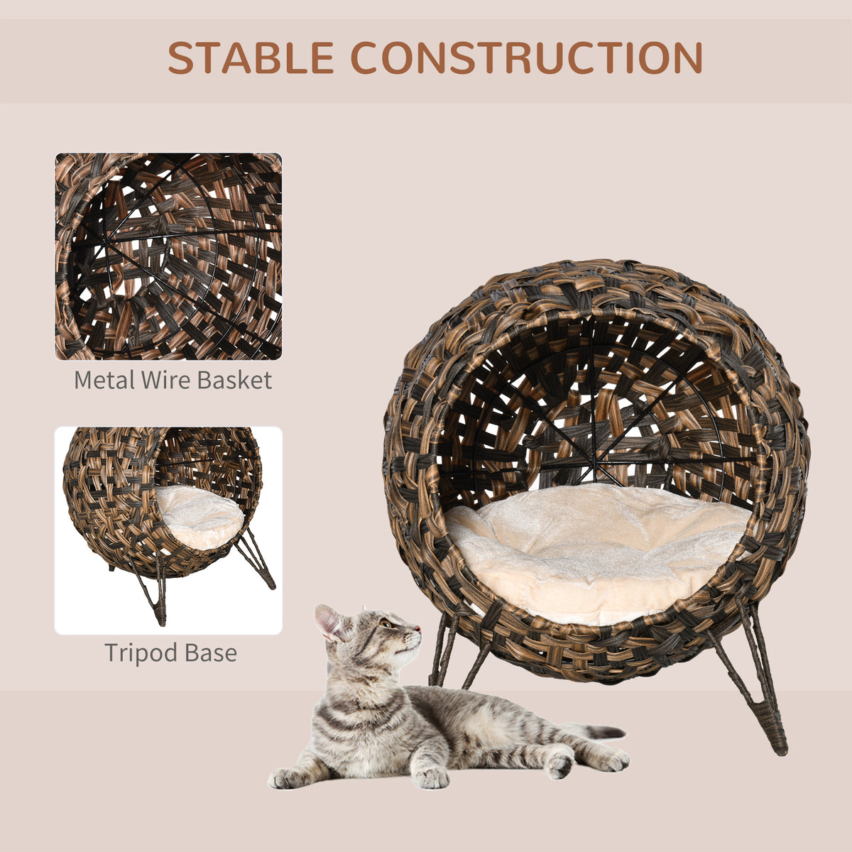 Weaved Cat Bed with Cushion for Comfort and Play – view 7