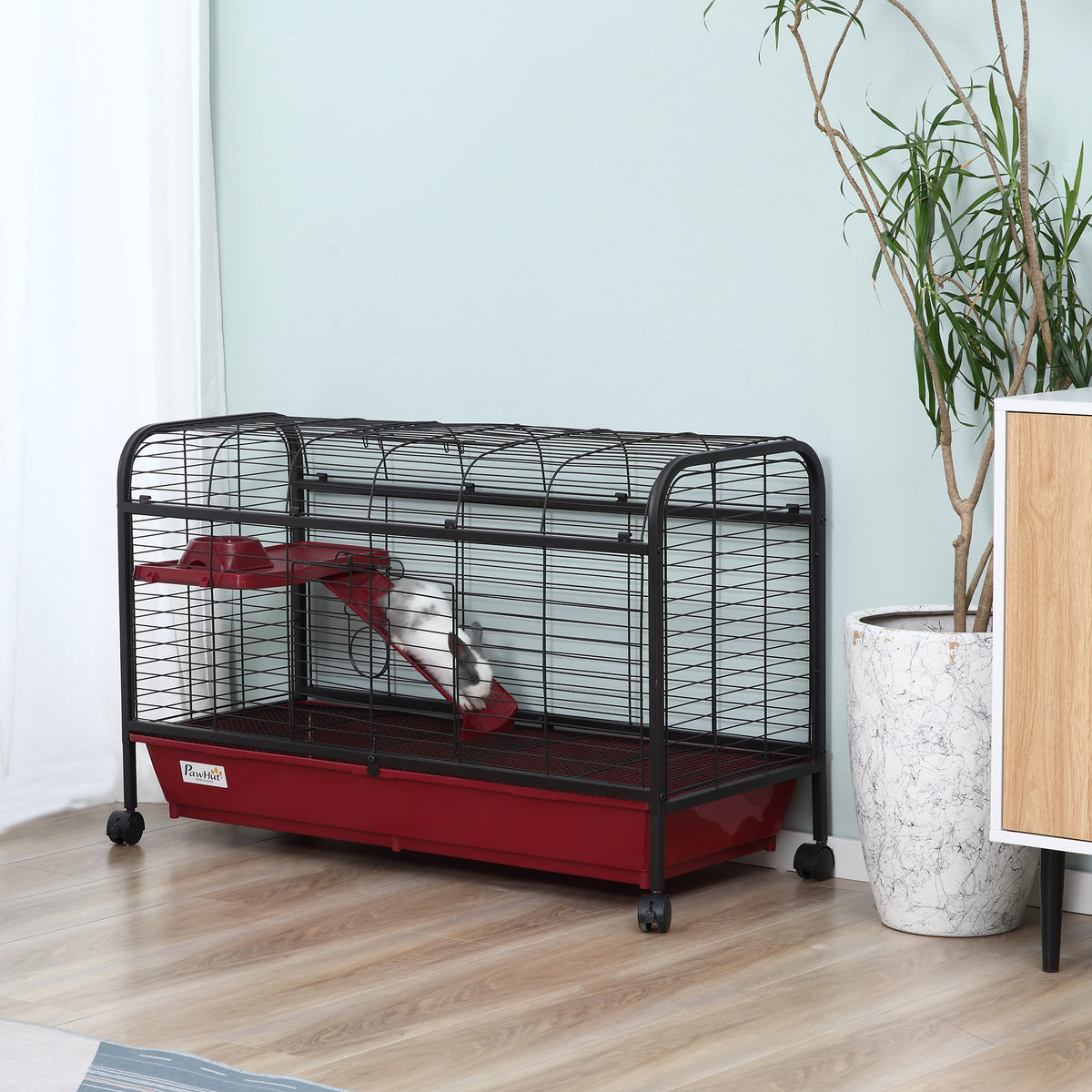 Small Animal Cage with Rolling Wheels and Feeder – view 8