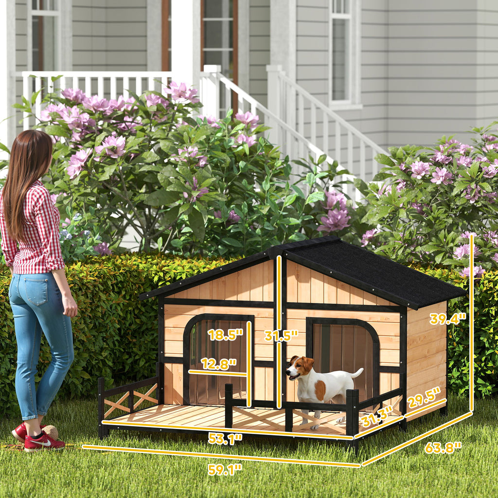 Wooden Dog House with Porch and Openable Roof – view 7
