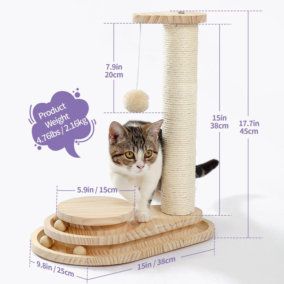 Sisal Cat Scratching Post with Ball Track
