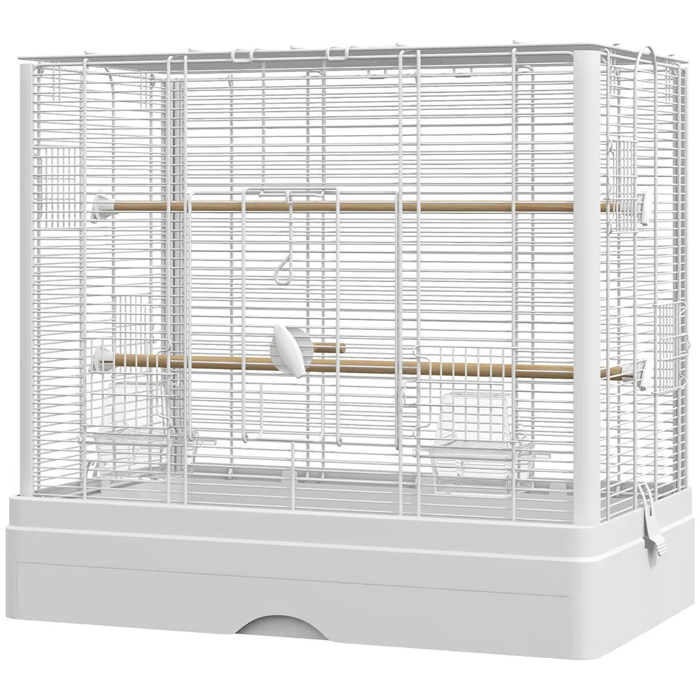 22" Bird Cage for Small Birds with Easy Clean Features – White