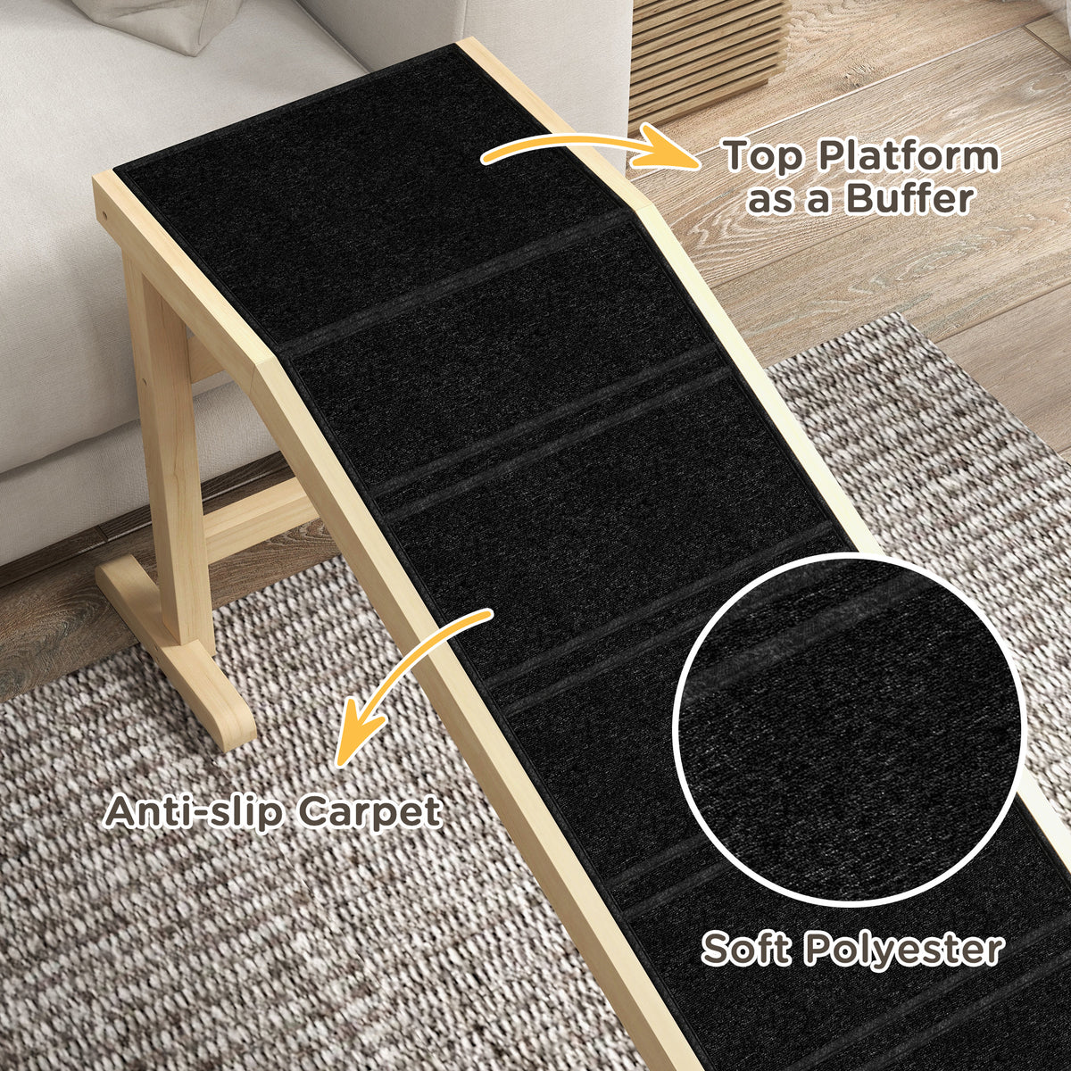 Dog Ramp for Bed with Non-Slip Carpet and Top Platform – view 9