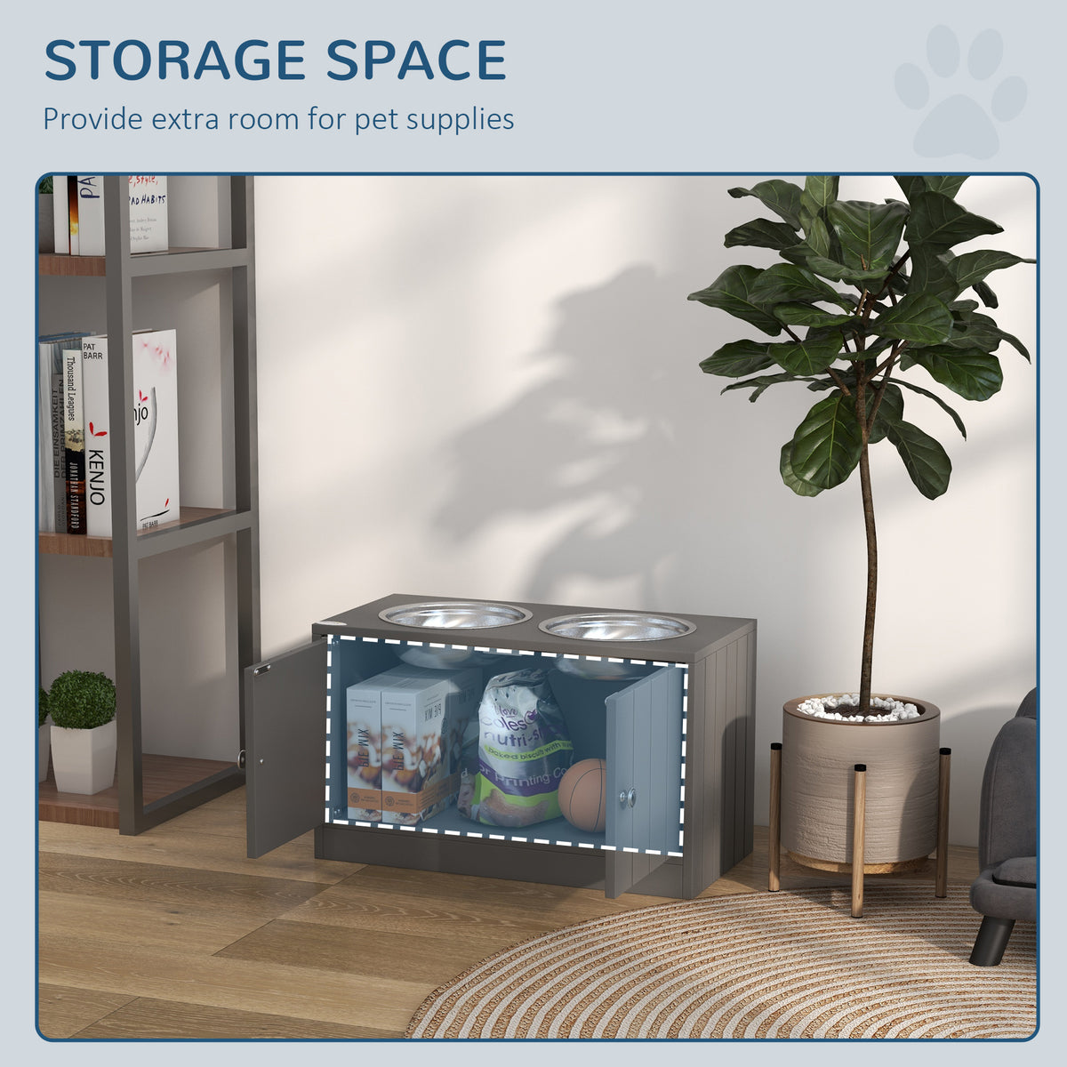 Elevated Dog Bowls with Storage Cabinet for Organized Feeding – view 9