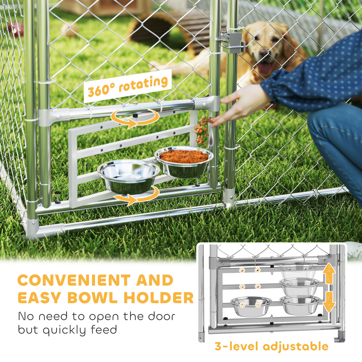 Outdoor Dog Kennel with Adjustable Bowl Rack – view 8