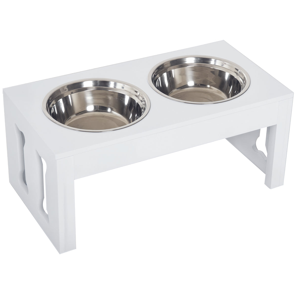 23" Modern Decorative Raised Dog Bowls – White / 655x365x165 mm