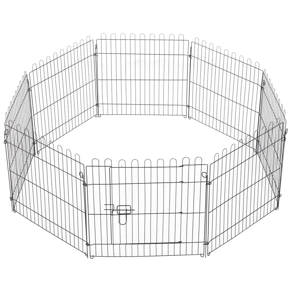 24-Inch 8-Panel Dog Playpen for Safe Outdoor Exercise – Black
