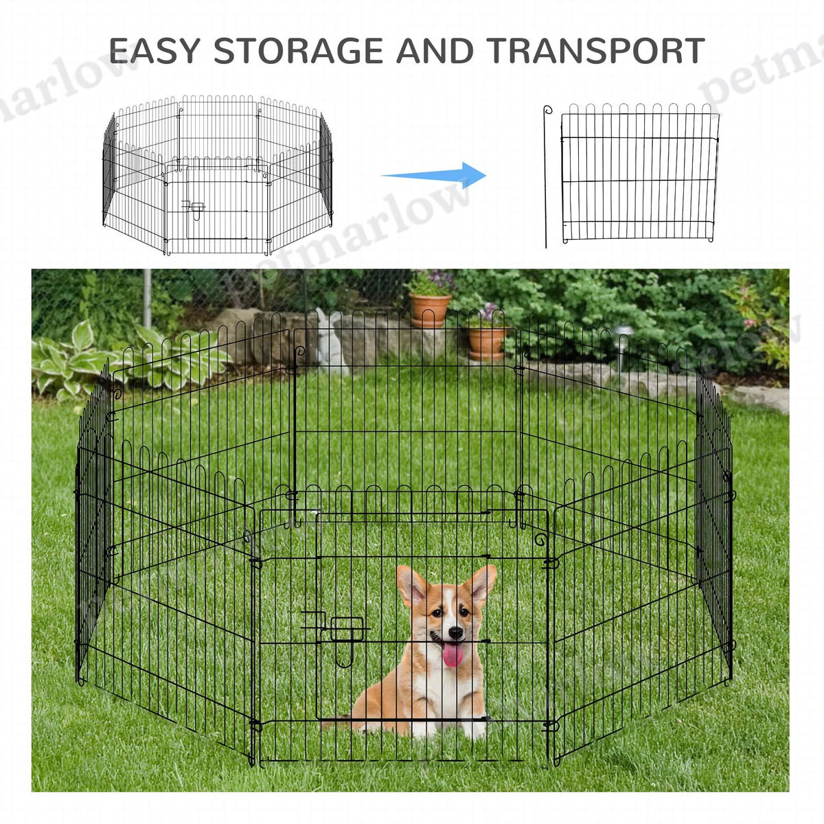 24-Inch 8-Panel Dog Playpen for Safe Outdoor Exercise – view 3