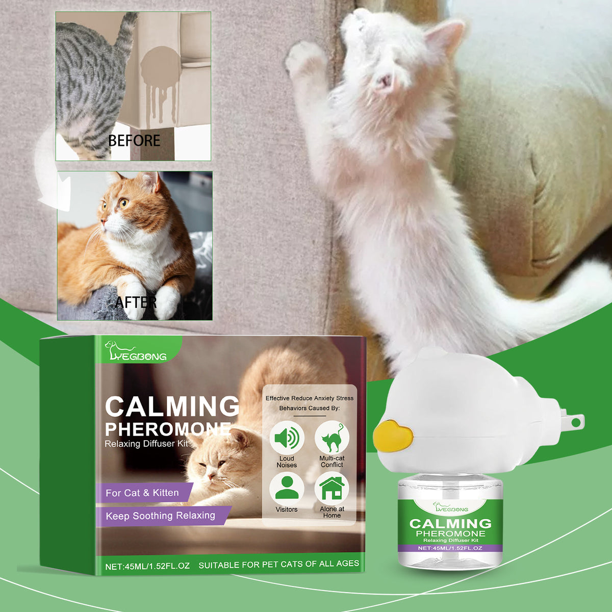 Cat Calming Pheromone Diffuser Kit for Stress Relief – view 11