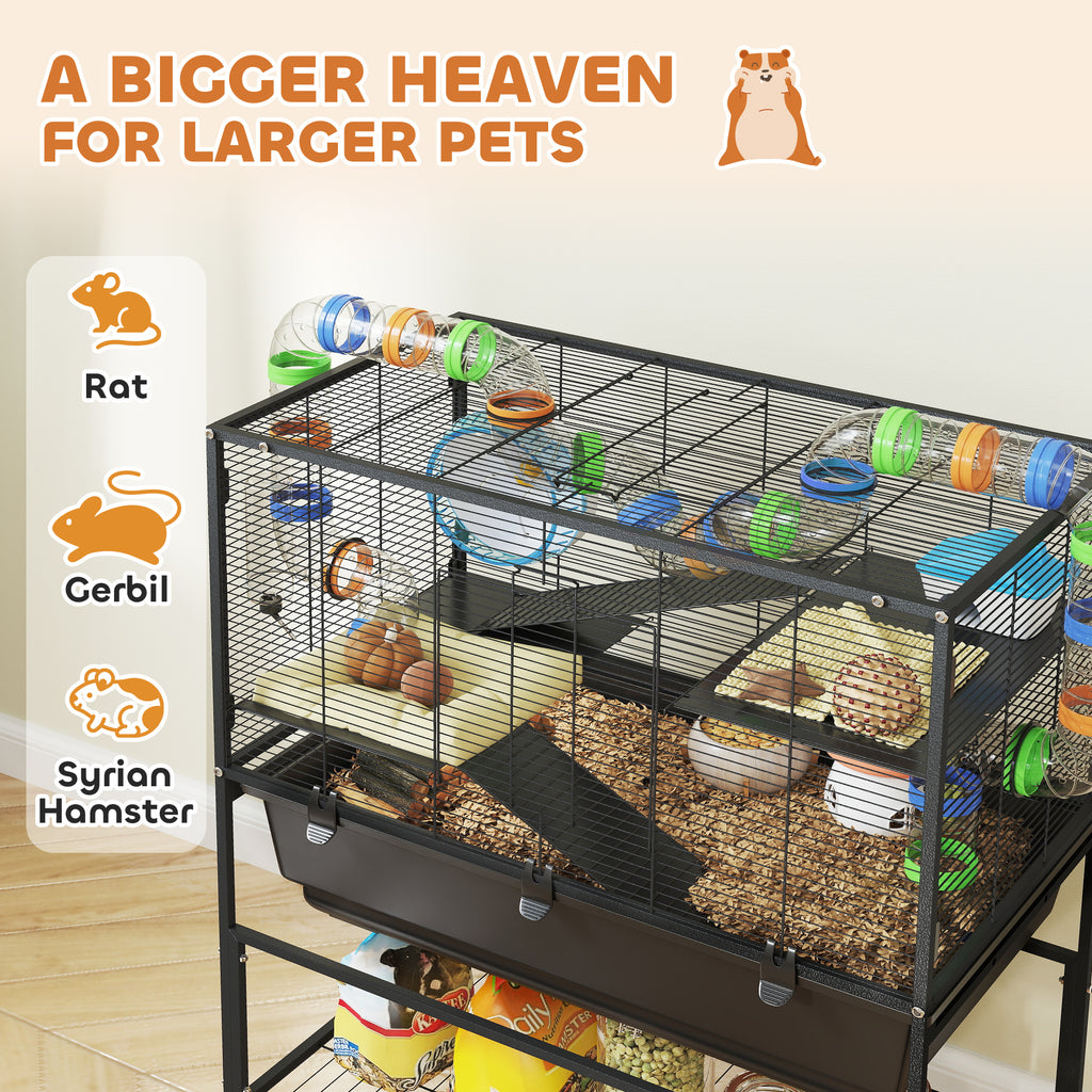 3-Tier Hamster Cage with Exercise Wheel and Storage Shelf – view 8