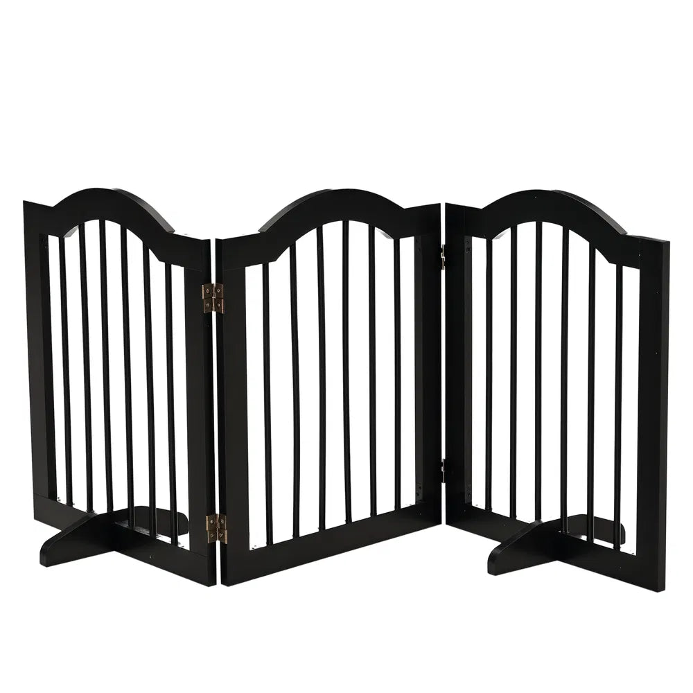 24" Foldable Freestanding Dog Gate for Small Dogs – Black